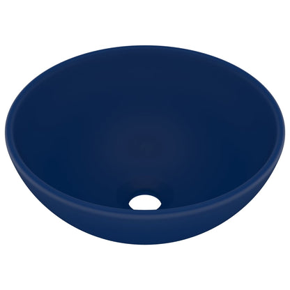 Luxury Bathroom Basin Round Matt Dark Blue 32.5x14 cm Ceramic