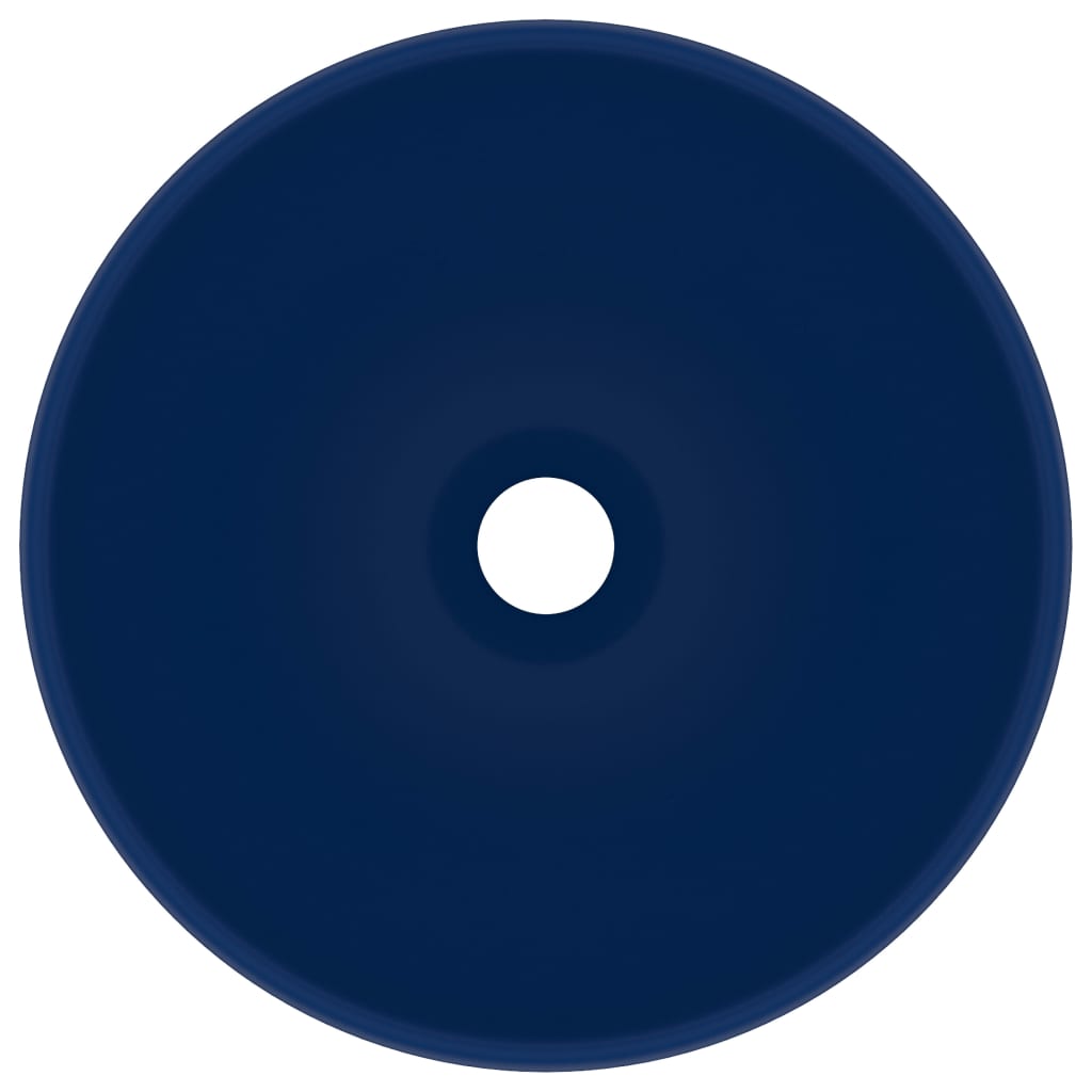 Luxury Bathroom Basin Round Matt Dark Blue 32.5x14 cm Ceramic