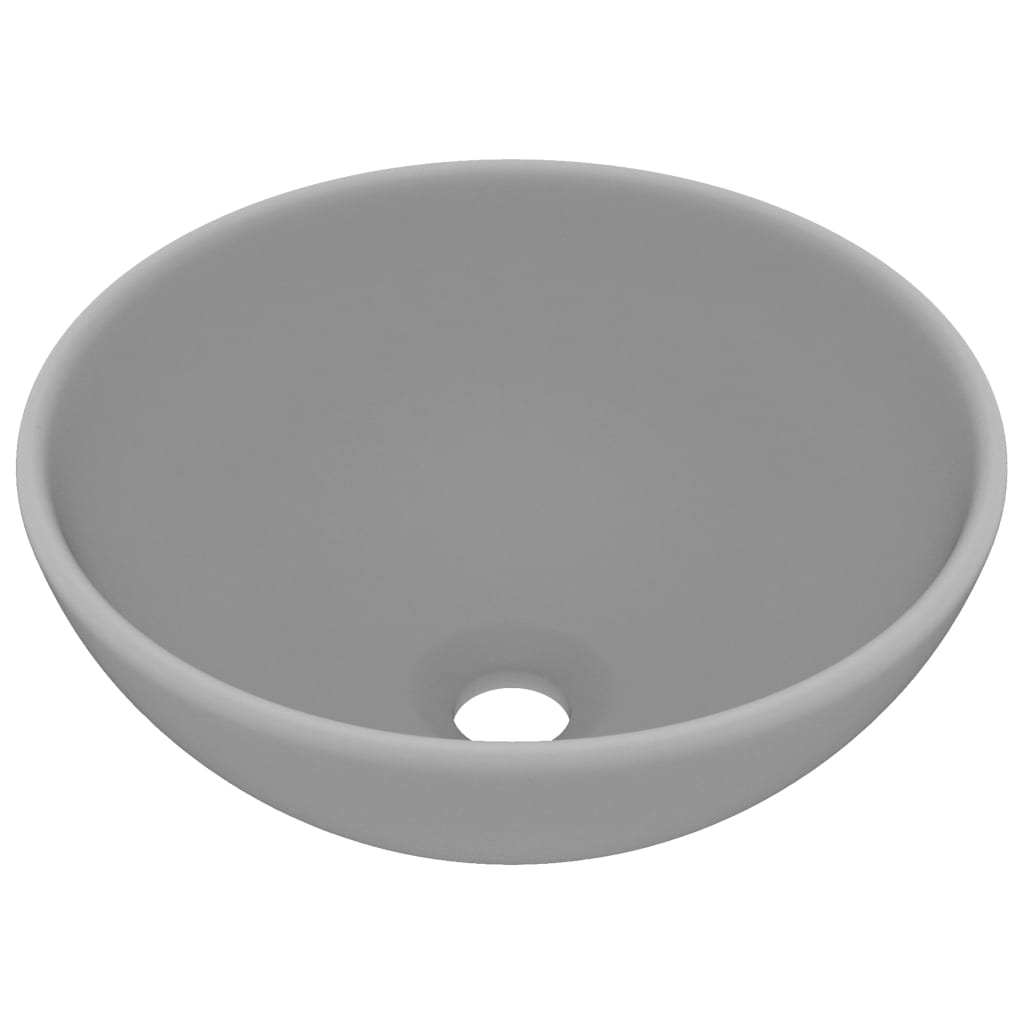 Luxury Bathroom Basin Round Matt Light Grey 32.5x14 cm Ceramic