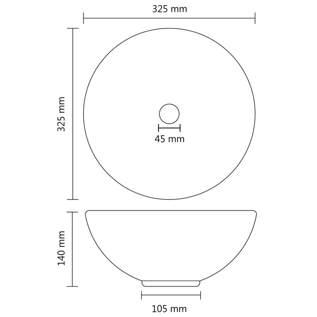 Luxury Bathroom Basin Round Matt Light Grey 32.5x14 cm Ceramic