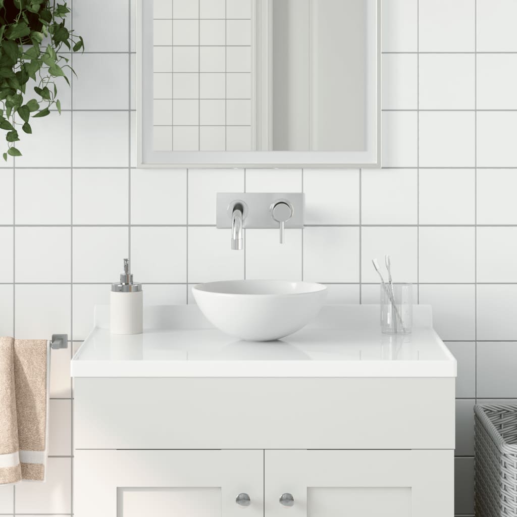 Bathroom Sink Ceramic Matt White Round