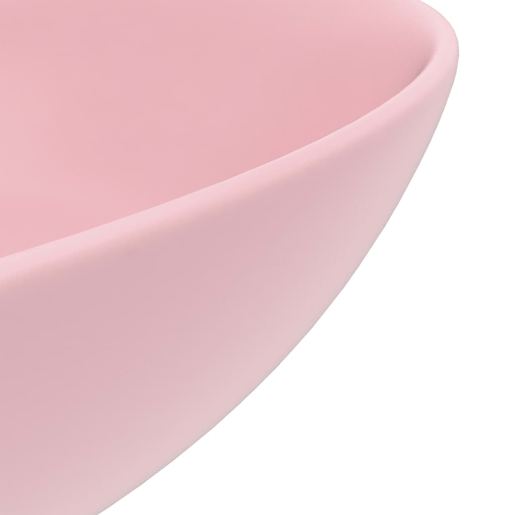 Bathroom Sink Ceramic Matt Pink Round