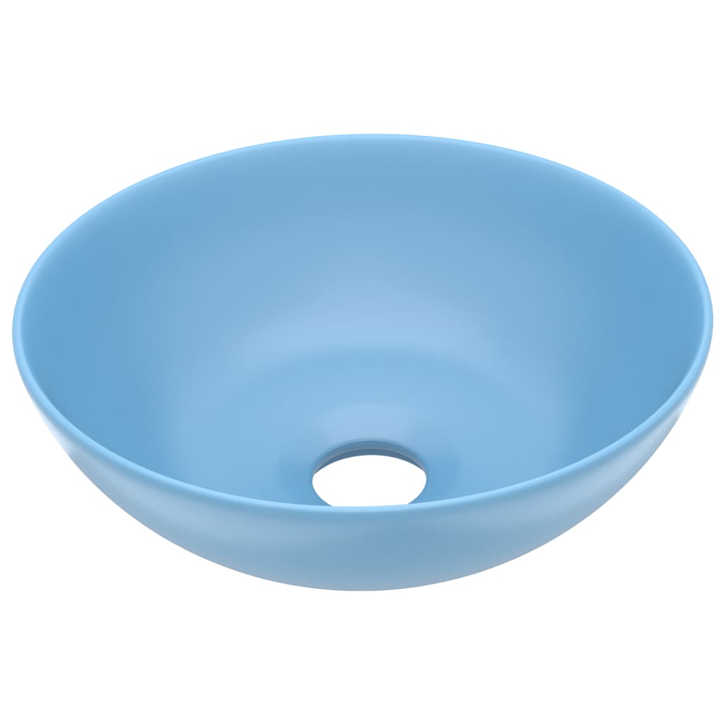 Bathroom Sink Ceramic Light Blue Round