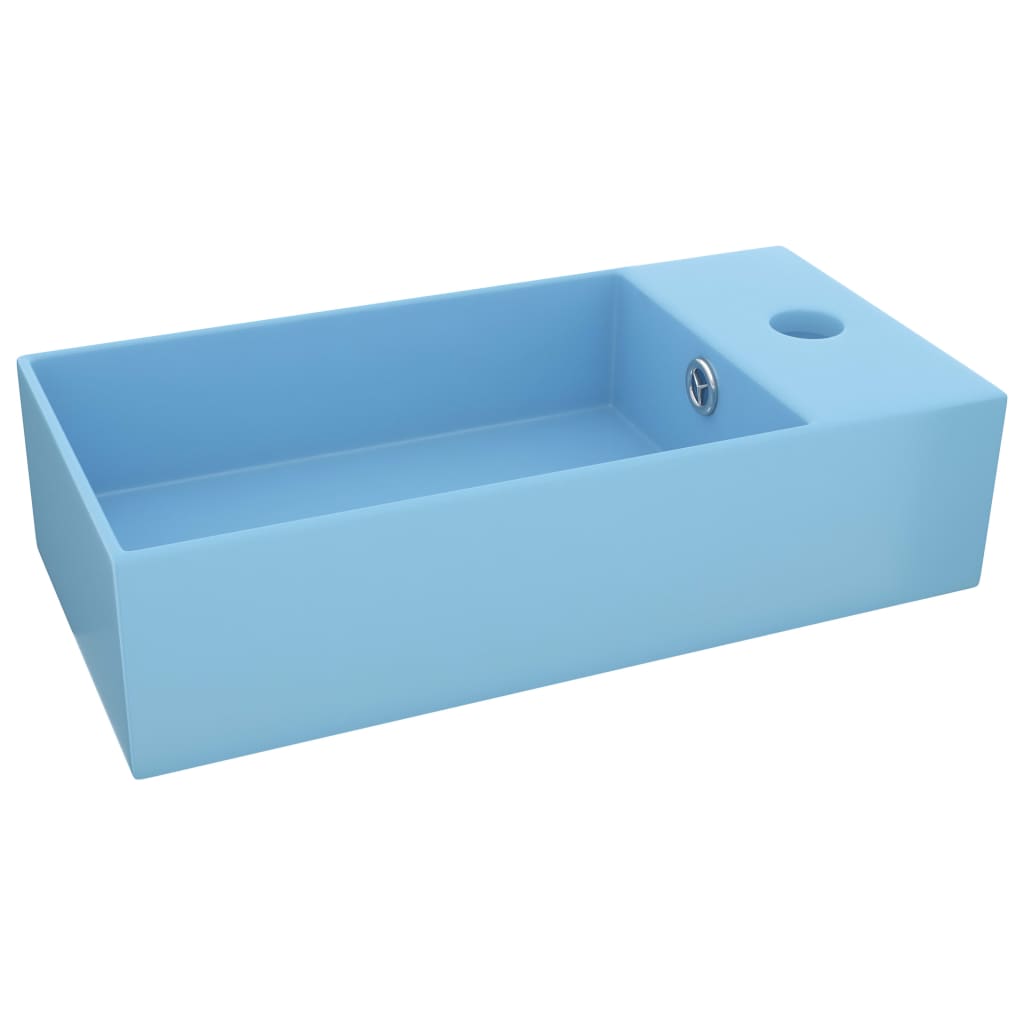 Bathroom Sink with Overflow Ceramic Light Blue