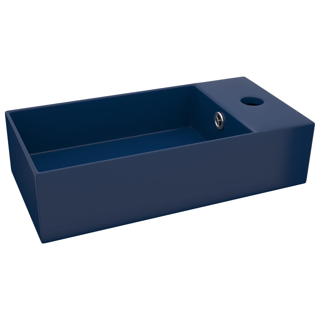 Bathroom Sink with Overflow Ceramic Dark Blue