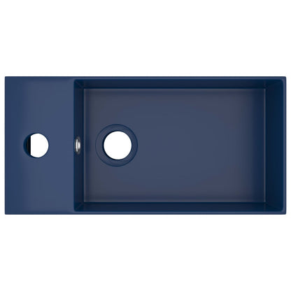 Bathroom Sink with Overflow Ceramic Dark Blue