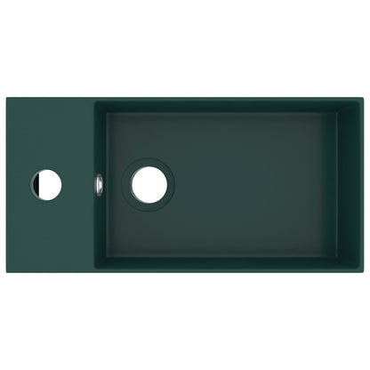 Bathroom Sink with Overflow Ceramic Dark Green