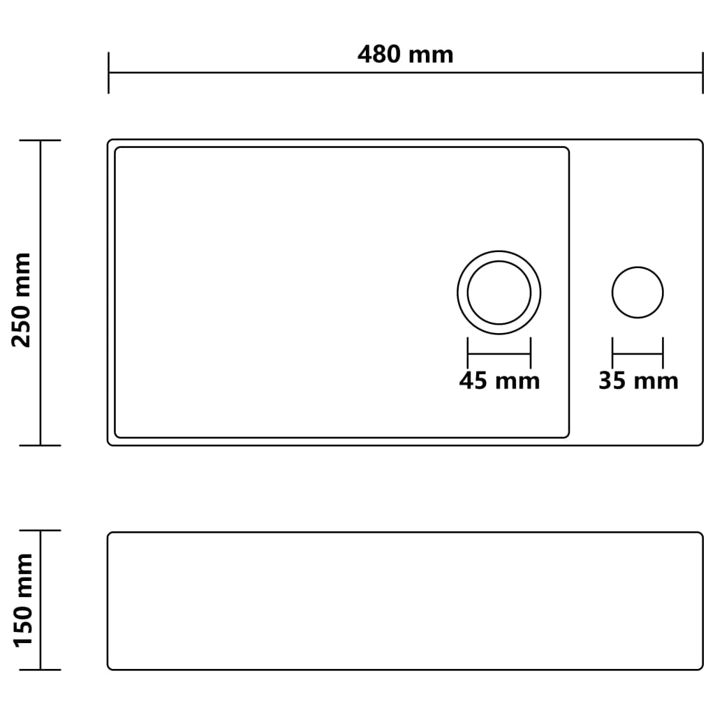 Bathroom Sink with Overflow Ceramic Matt Cream