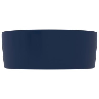 Luxury Wash Basin Round Matt Dark Blue 40x15 cm Ceramic