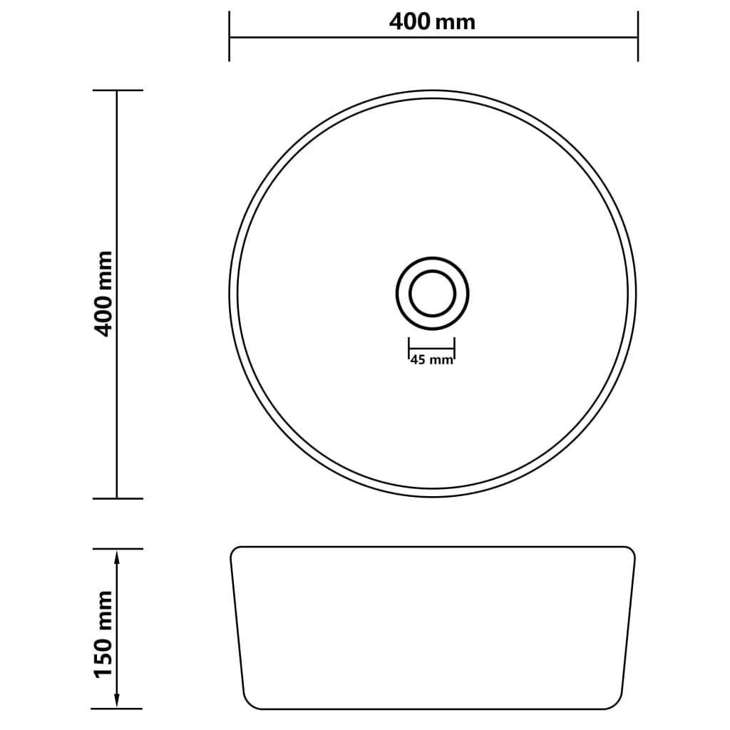 Luxury Wash Basin Round Matt Dark Blue 40x15 cm Ceramic