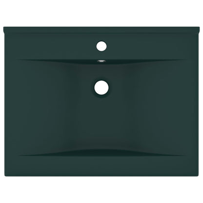 Luxury Basin with Faucet Hole Matt Dark Green 60x46 cm Ceramic