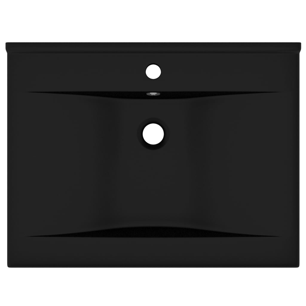 Luxury Basin with Faucet Hole Matt Black 60x46 cm Ceramic