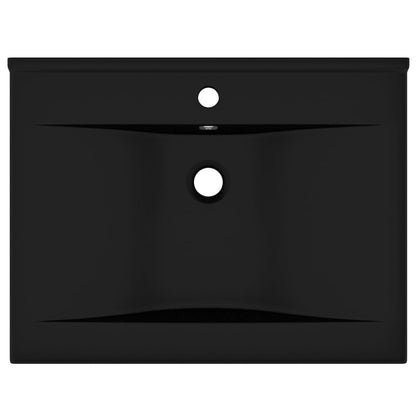 Luxury Basin with Faucet Hole Matt Black 60x46 cm Ceramic