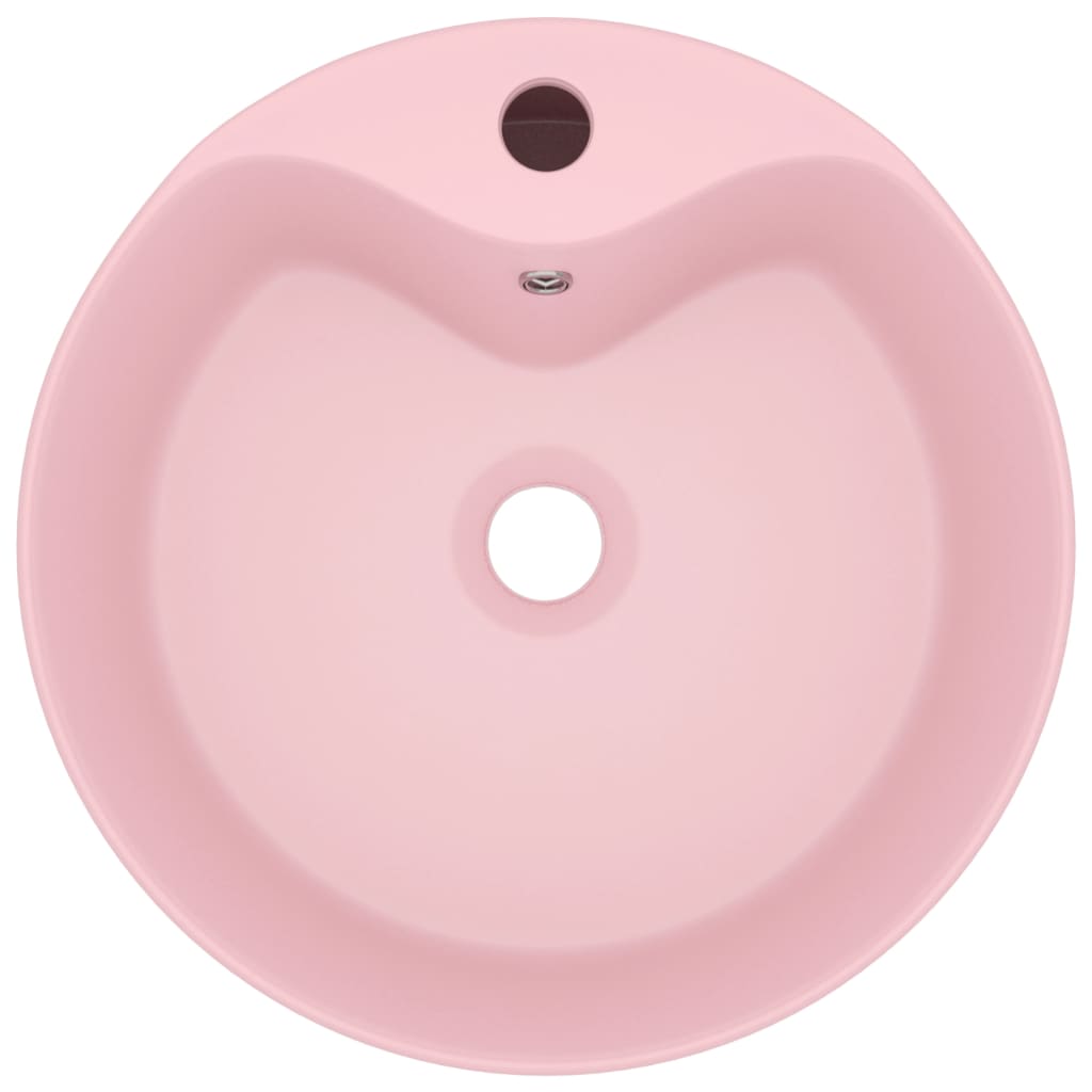 Luxury Wash Basin with Overflow Matt Pink 36x13 cm Ceramic