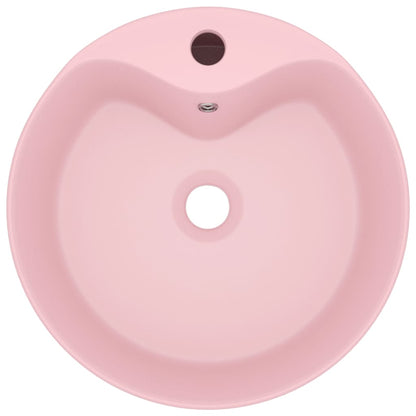 Luxury Wash Basin with Overflow Matt Pink 36x13 cm Ceramic