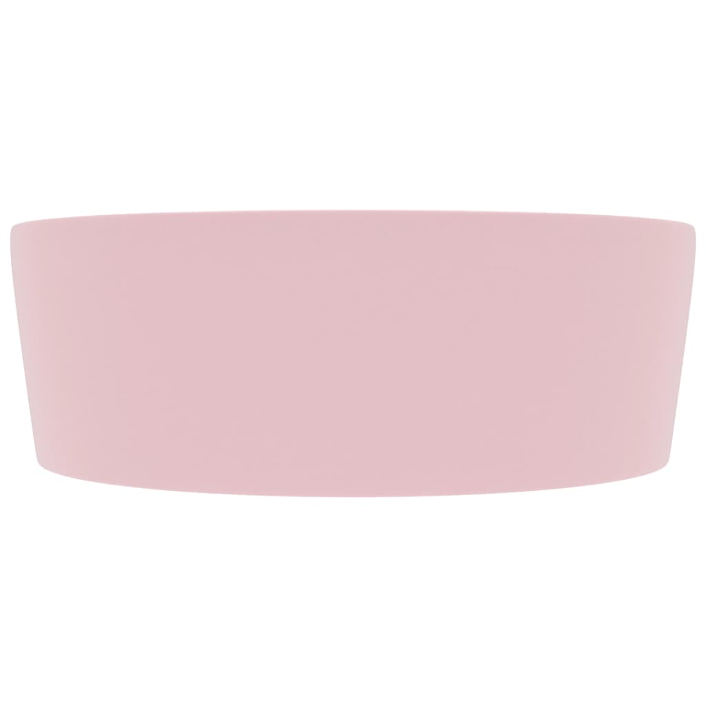 Luxury Wash Basin with Overflow Matt Pink 36x13 cm Ceramic