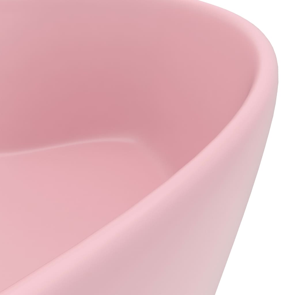 Luxury Wash Basin with Overflow Matt Pink 36x13 cm Ceramic