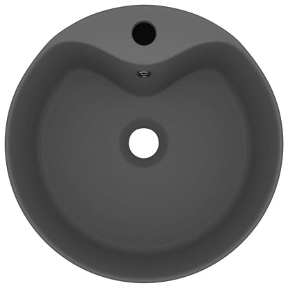 Luxury Wash Basin with Overflow Matt Dark Grey 36x13 cm Ceramic