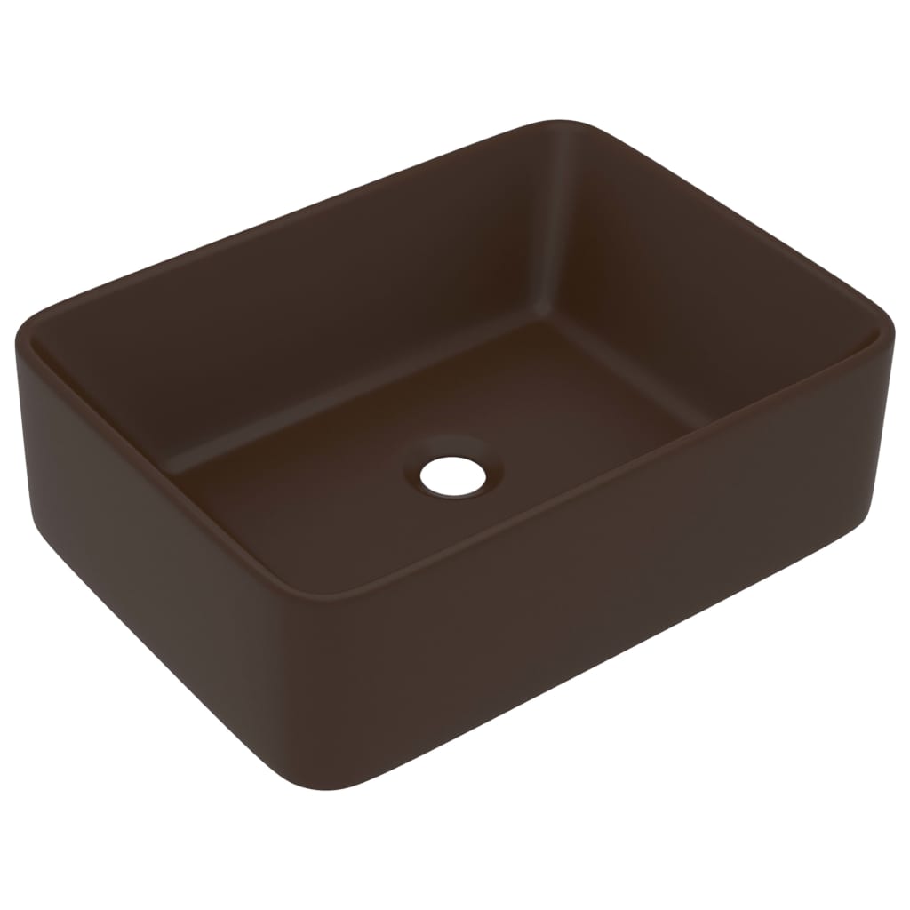 Luxury Wash Basin Matt Dark Brown 41x30x12 cm Ceramic