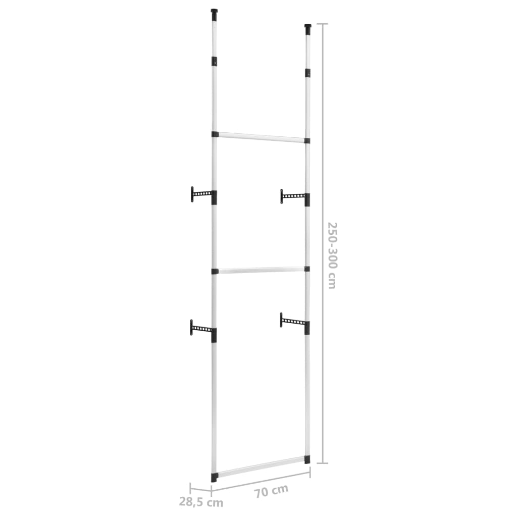 Telescopic Wardrobe System with Rods Aluminium