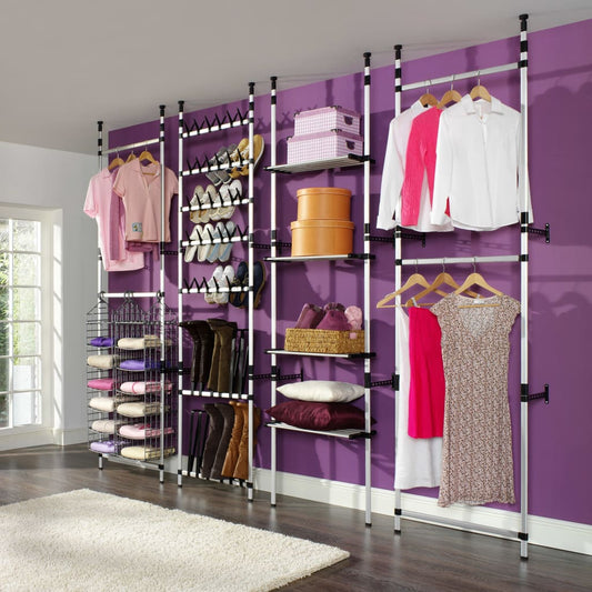 Telescopic Wardrobe System with Rods Aluminium