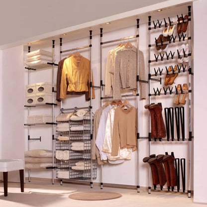 Telescopic Wardrobe System with Shelves Aluminium