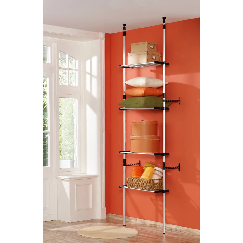 Telescopic Wardrobe System with Shelves Aluminium