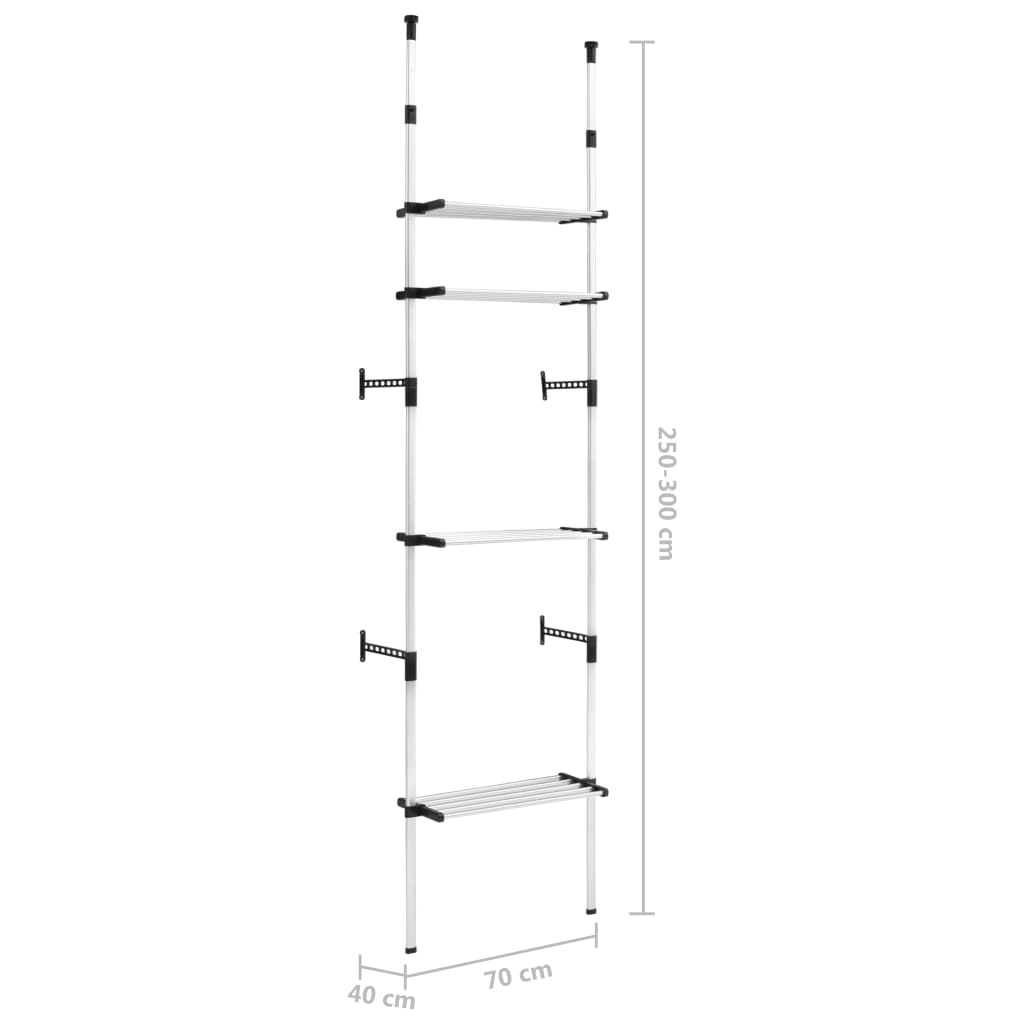 Telescopic Wardrobe System with Shelves Aluminium