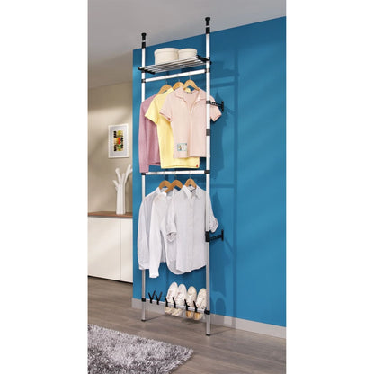 Telescopic Wardrobe System with Rods and Shelf Aluminium