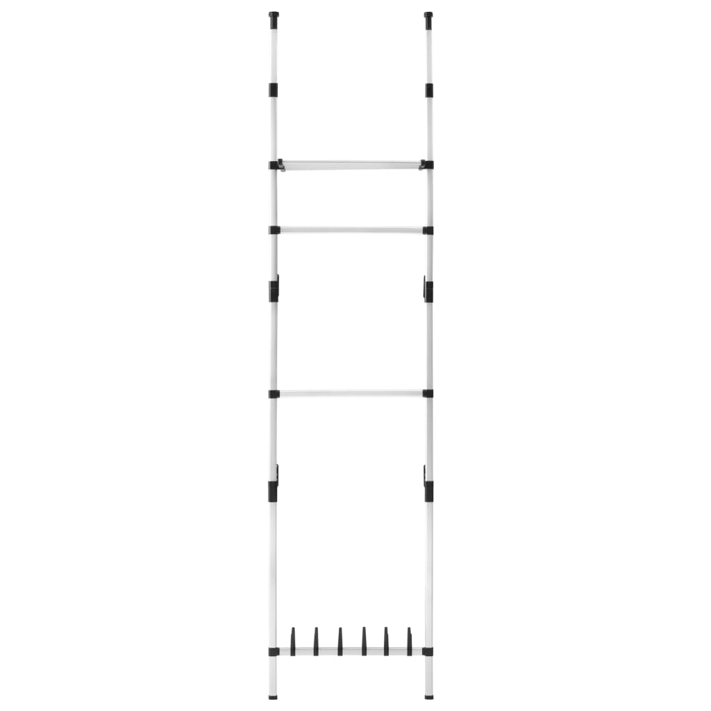 Telescopic Wardrobe System with Rods and Shelf Aluminium