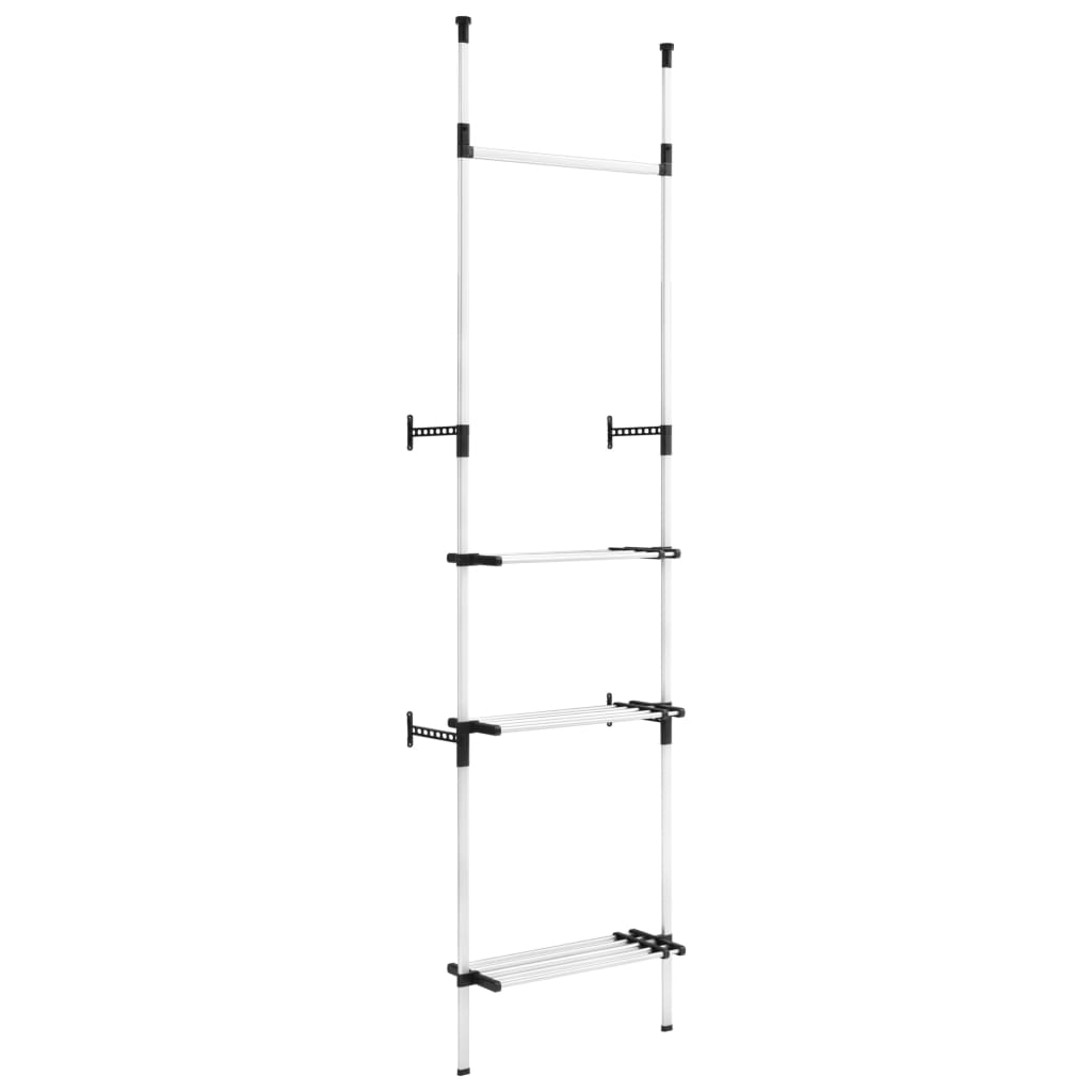 Telescopic Wardrobe System with Rods and Shelf Aluminium