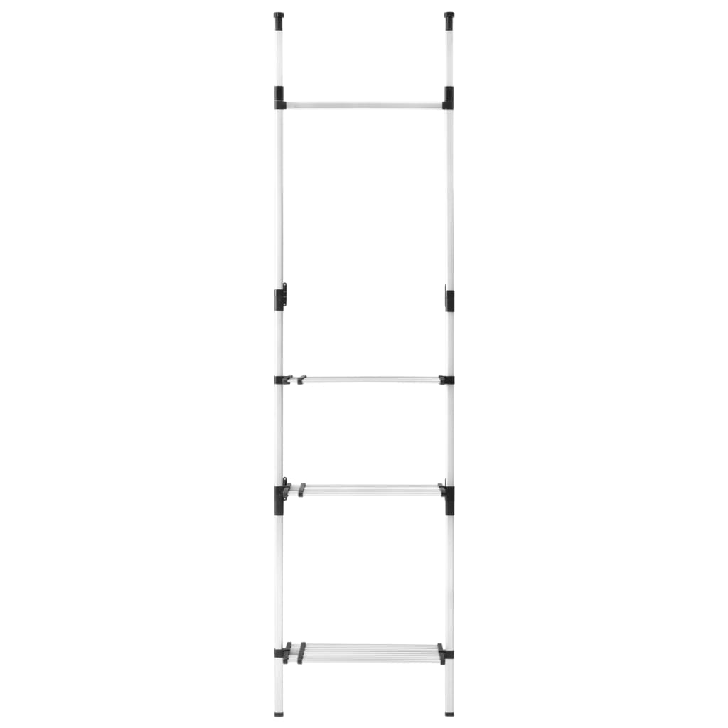 Telescopic Wardrobe System with Rods and Shelf Aluminium