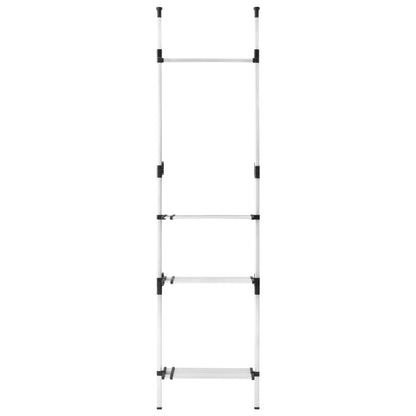 Telescopic Wardrobe System with Rods and Shelf Aluminium