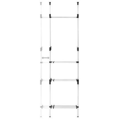 Telescopic Wardrobe System with Rods and Shelf Aluminium