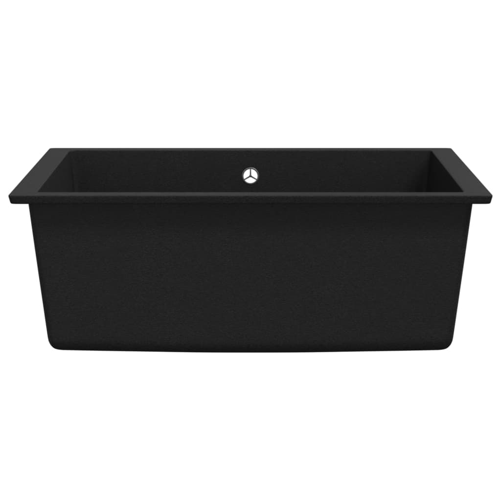 Kitchen Sink with Overflow Hole Black Granite