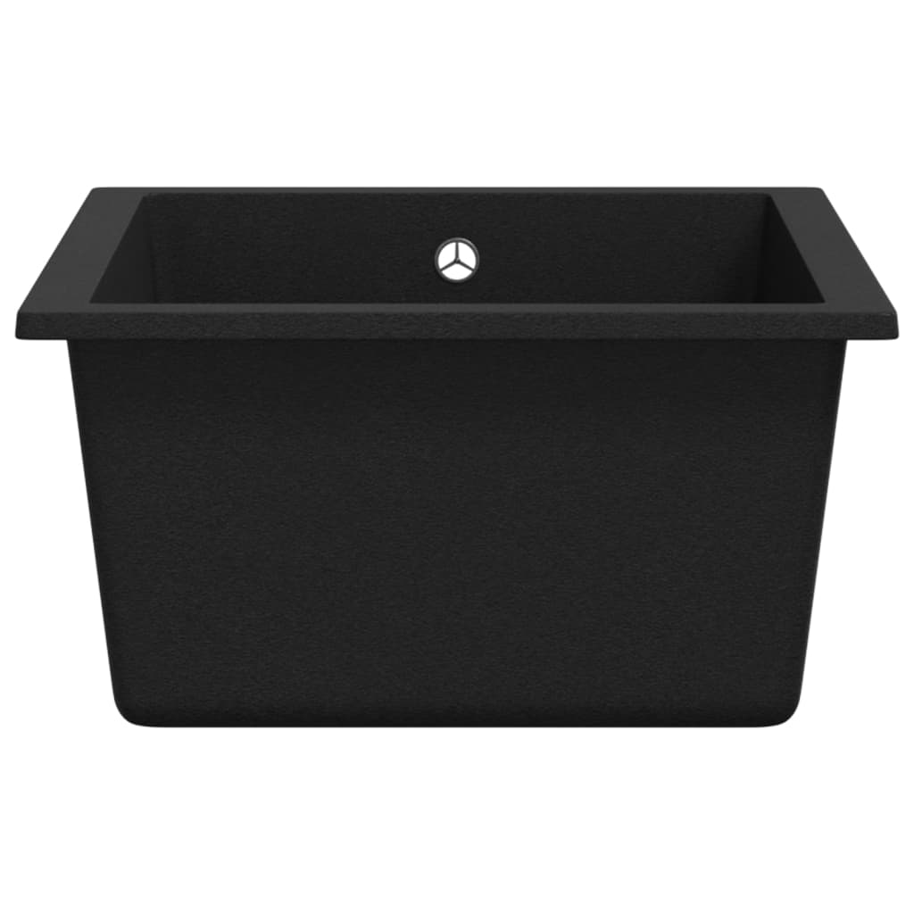 Kitchen Sink with Overflow Hole Black Granite