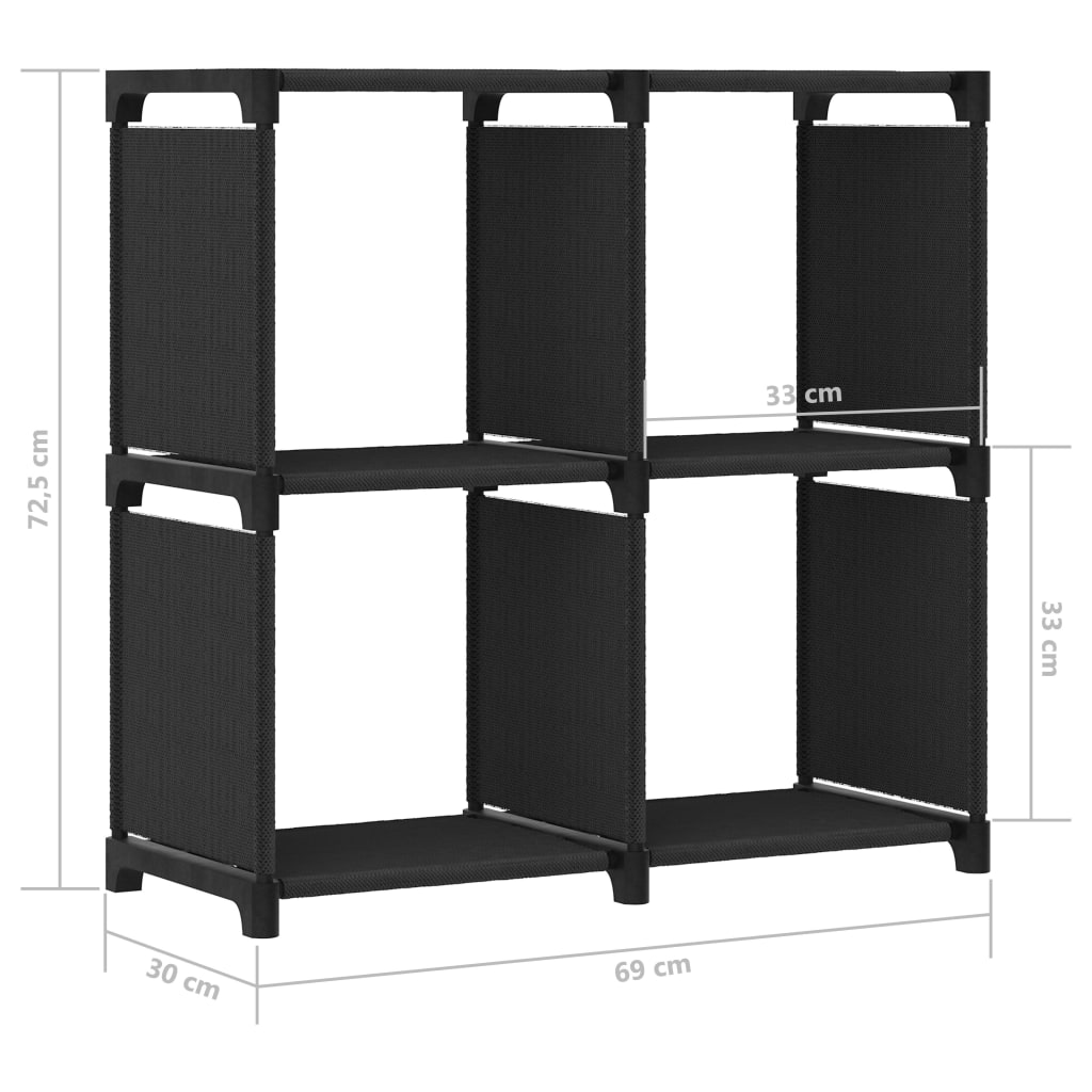 4-Cube Display Shelf Black 69x30x72.5 cm Fabric