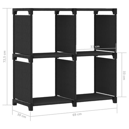 4-Cube Display Shelf Black 69x30x72.5 cm Fabric