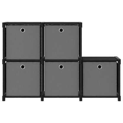 5-Cube Display Shelf with Boxes Black 103x30x72.5 cm Fabric