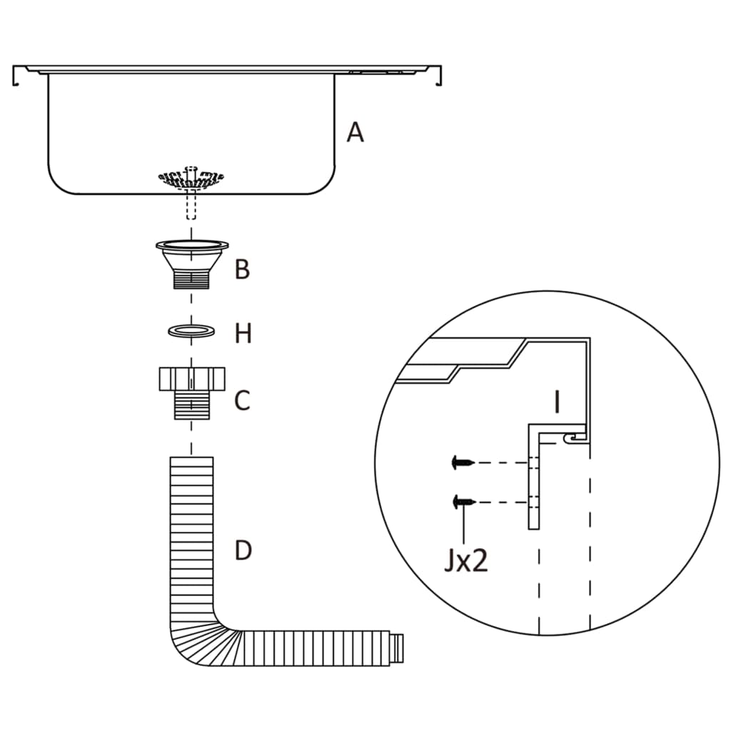 Kitchen Sink with Drainer Set Silver 600x500x155 mm Stainless Steel