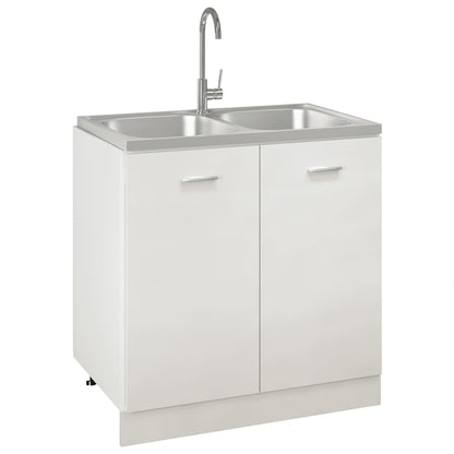 Kitchen Sink with Double Basins Silver 800x500x155 mm Stainless Steel