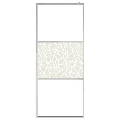 Walk-in Shower Wall ESG Glass with Stone Design 115x195 cm