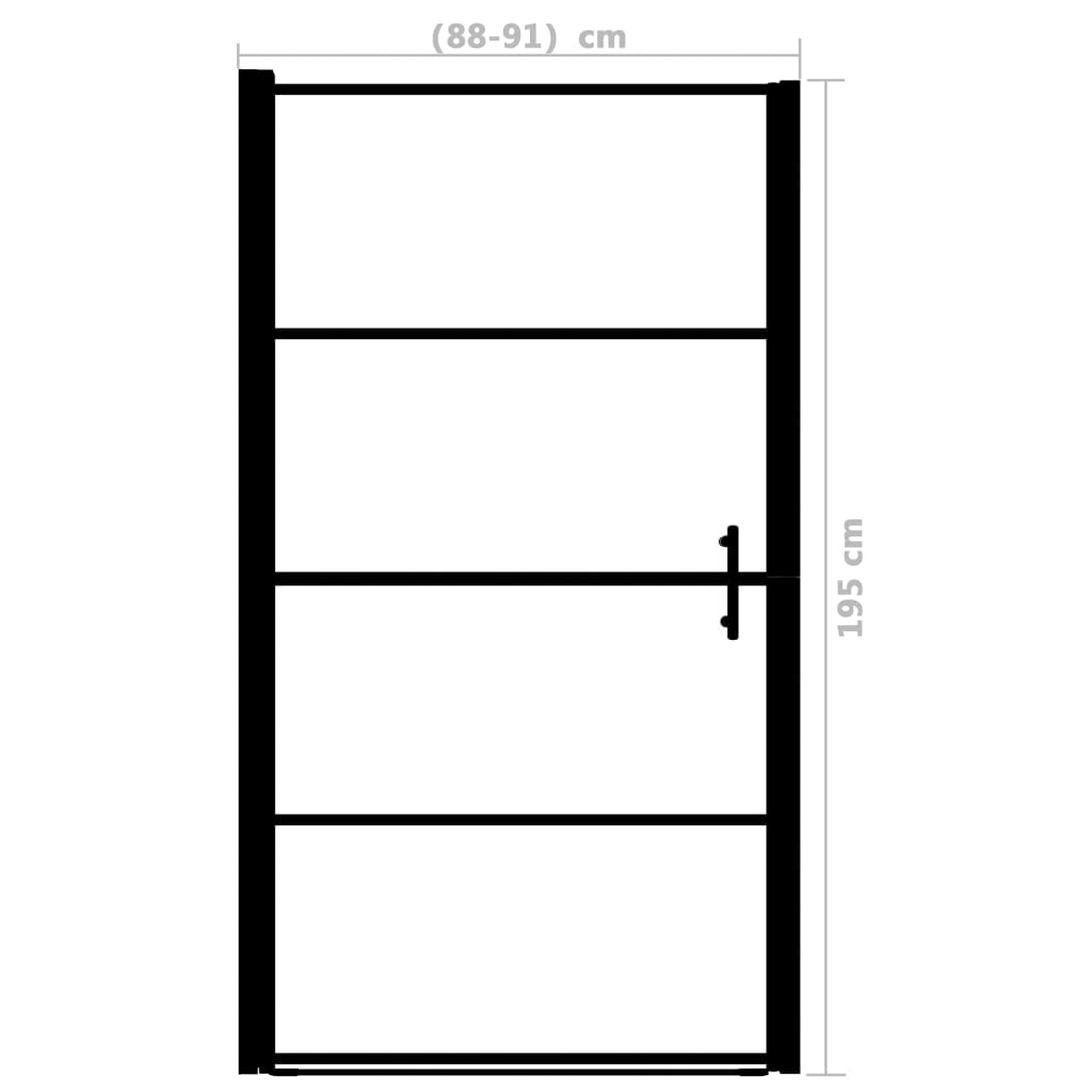 Shower Door Frost Tempered Glass 91x195 cm Black