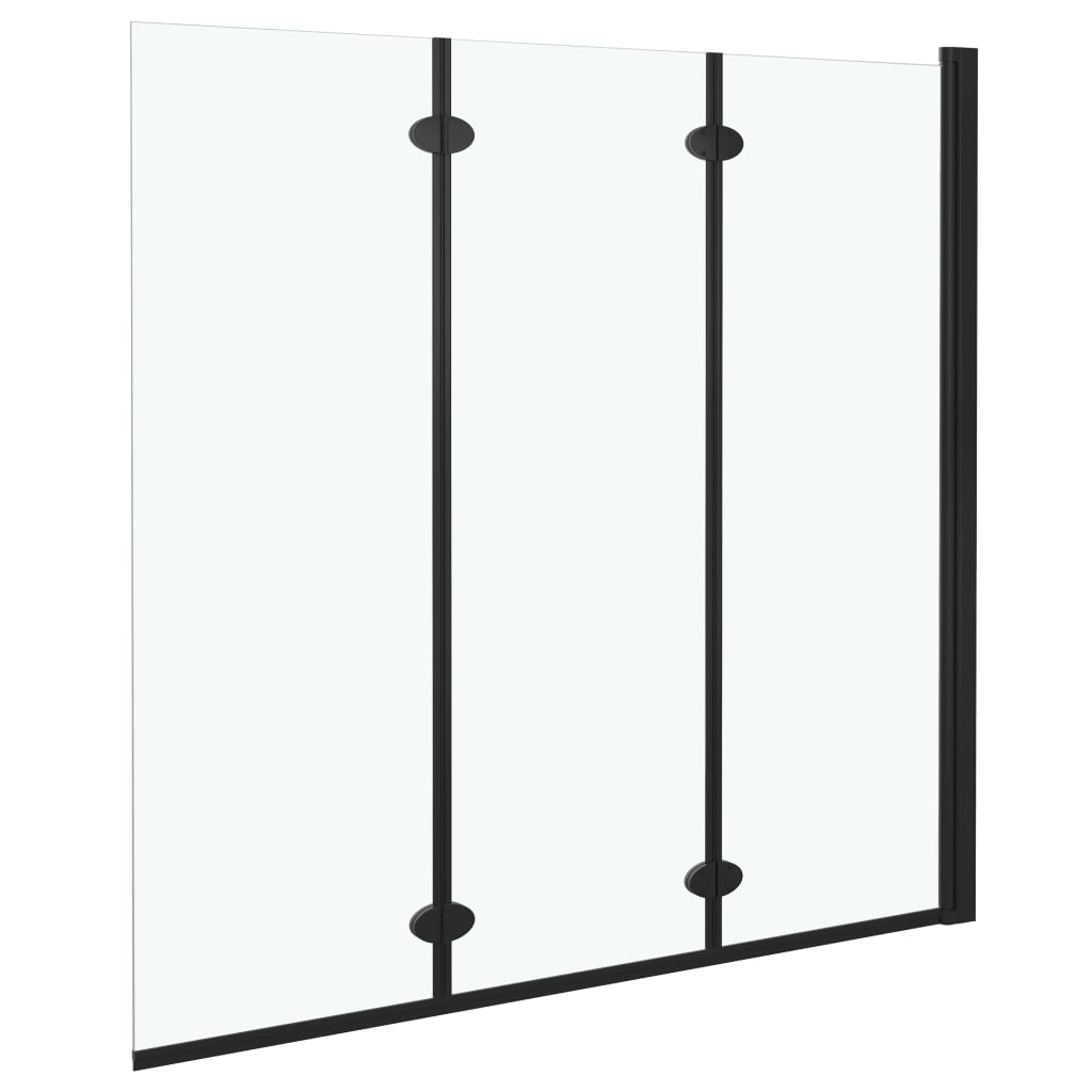 Folding Shower Enclosure 3 Panels ESG 130x138 cm Black