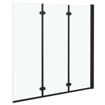 Folding Shower Enclosure 3 Panels ESG 130x138 cm Black