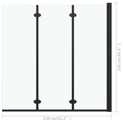 Folding Shower Enclosure 3 Panels ESG 130x138 cm Black