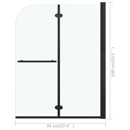 Folding Shower Enclosure 2 Panels ESG 95x140 cm Black