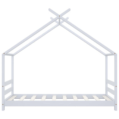 Kids Bed Frame White Solid Pine Wood 80x160 cm