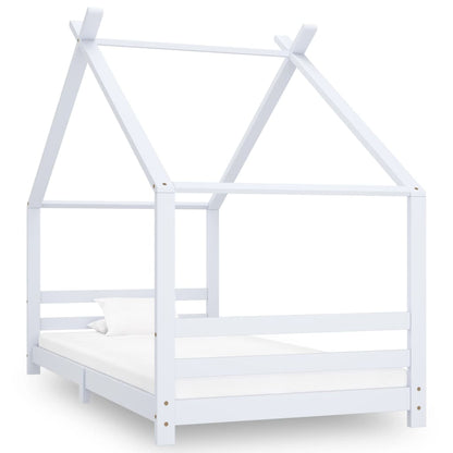 Kids Bed Frame White Solid Pine Wood 90x200 cm