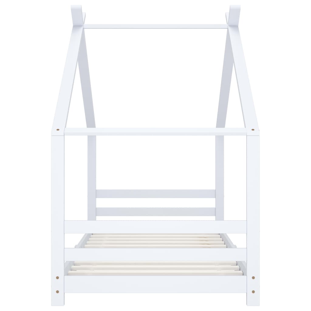 Kids Bed Frame White Solid Pine Wood 90x200 cm